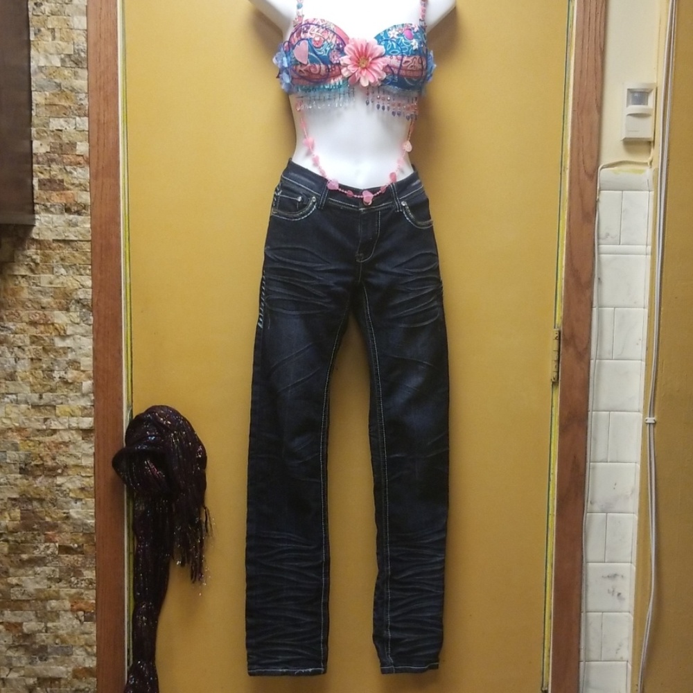 Rhinestone Blue Jeans - Picture 2 of 8